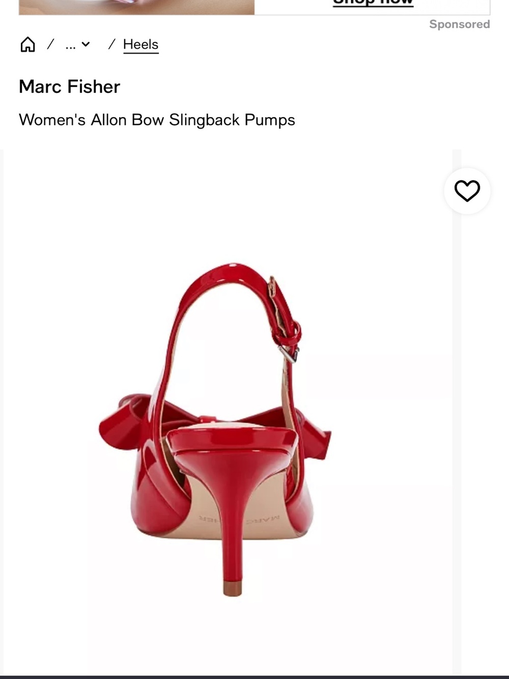 Marc Fisher Red Patent Pointed Slingback Flats with Bow - Picture 7 of 8